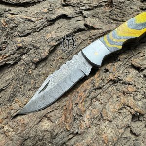 BK Custom Handcrafted Damascus Pocket Knife 7 Folding Knife