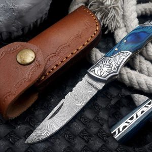 Custom Crafted Folding Knife with Sheath