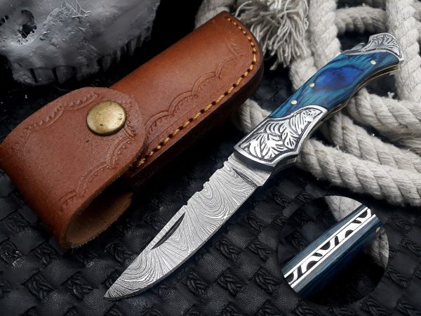 Custom Crafted Folding Knife with Sheath