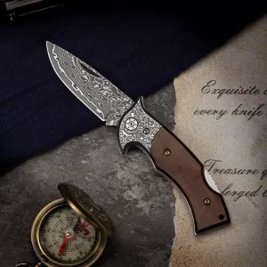 Rosette Damascus Pocket Knife